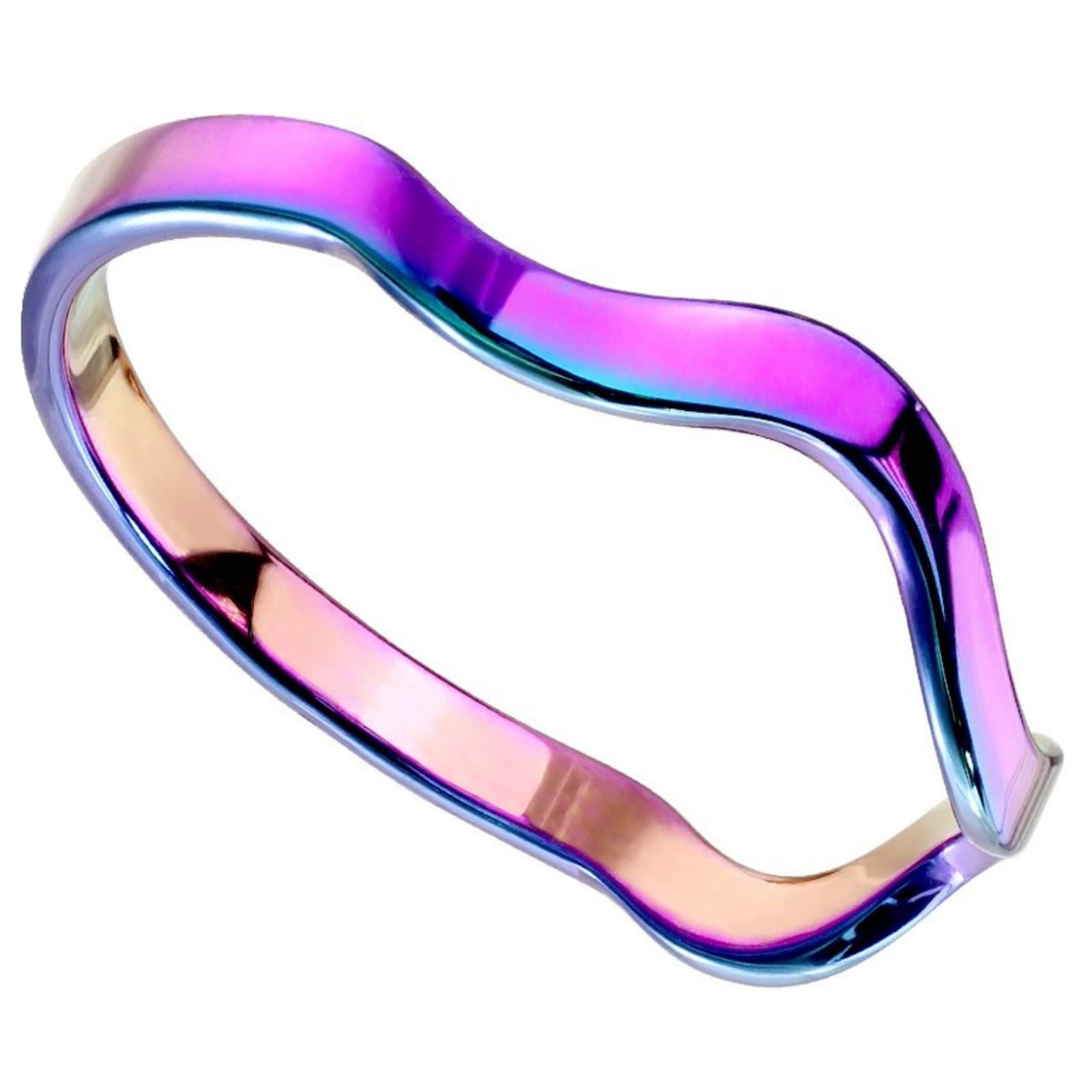 Stackable Rainbow Color Stainless Steel Elemental Wave Ring
