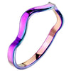 Stackable Rainbow Color Stainless Steel Elemental Wave Ring