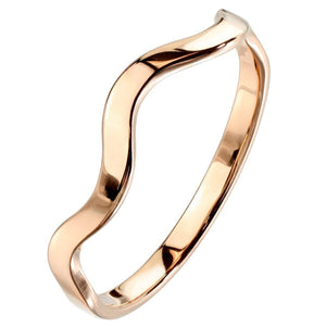 Stackable Rose Gold Stainless Steel Elemental Wave Fashion Ring