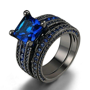 Stacking Blue Solitaire with Accents Ring Eternity Band