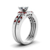 Stacking Solitaire with Accents Ring Set Red Clear Cubic Zirconia Wedding Band Side View