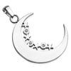 Stainless Steel Crescent Moon Stars Necklace Pendant