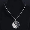 Sun Moon Yin Yang Necklace Stainless Steel Celestial Amulet Pendant