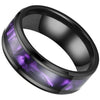 Synthetic Amethyst Ring Black Stainless Steel Purple Wedding Band Bottom View