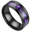 Synthetic Amethyst Ring Black Stainless Steel Purple Wedding Band Right View