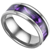 Synthetic Amethyst Ring Silver Stainless Steel Genderless Purple Wedding Band Right View