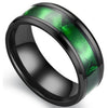 Synthetic Malachite Ring Black Stainless Steel Green Wedding Band Right View