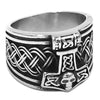 Thors Hammer Ring Mens Stainless Steel Viking Band Right View