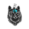 Three Eyed Wolf Necklace Stainless Steel All Seeing Eye K9 Pendant