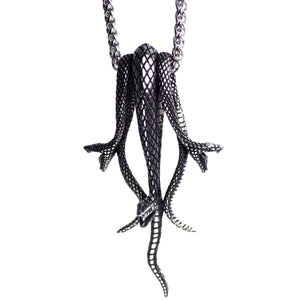 Three Snakes Necklace Stainless Steel Triple Serpent Anaconda Pendant White