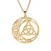 Trinity Moon Celtic Necklace Gold Stainless Steel Crescent Triquetra Pendant