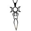 Triple Goddess Necklace Black Stainless Steel Divine Feminine Moon Pendant White