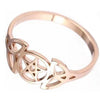 Triple Goddess Ring Rose Gold Stainless Steel Star Crescent Moon Band Bottom View