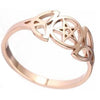 Triple Goddess Ring Rose Gold Stainless Steel Star Crescent Moon Band Top View
