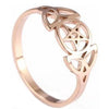 Triple Goddess Ring Rose Gold Stainless Steel Star Crescent Moon Band