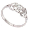 Triple Goddess Ring Silver Stainless Steel Star Crescent Moon Band Top View