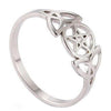 Triple Goddess Ring Silver Stainless Steel Star Crescent Moon Band