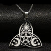 Triquetra Pentacle Necklace Stainless Steel Trinity Knot Sun Moon Amulet