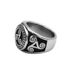 Triskelion Signet Ring Mens Womens Stainless Steel Triskele Band Side View