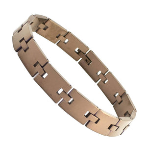 Tungsten Coffee Copper Bracelet Mens Modern Link Wristband