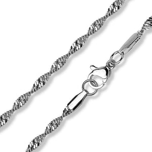 Twisted Serpentine Chain Necklace Silver Stainless Steel 2.5mm