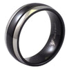 Two-Tone Black and Stainless Steel Ring Wedding Ring