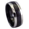 Two-Tone Black and Stainless Steel Wedding Band
