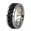 Two-Tone Black Chain Fidget Spinner Stainless Steel Ring