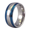 Two-Tone Electric Blue and Stainless Steel Ring - Wedding Band