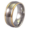 Two-Tone Gold Edged Convex Wedding Band - Stainless Steel Ring