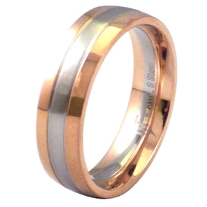 Two-Tone Rose Gold and Stainless Steel Wedding Band