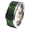 Two-Tone Shamrock Green and Stainless Steel Celtic Knot Spinner Ring