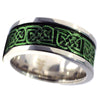 Shamrock Green and Stainless Steel Celtic Knot Spinner Ring Wedding Band