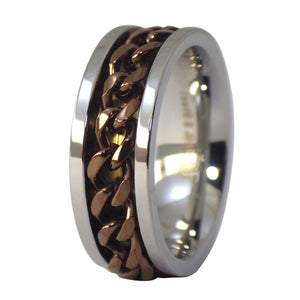 Two-Tone Stainless Steel Chain Spinner Coffee Ring