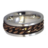 Two-Tone Stainless Steel Coffee Chain Spinner Wedding Band