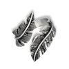 Valkyrie Feather Ring Womens Stainless Steel Open Adjustable Viking Band Bottom View