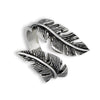 Valkyrie Feather Ring Womens Stainless Steel Open Adjustable Viking Band Side View