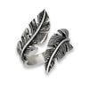 Valkyrie Feather Ring Womens Stainless Steel Open Adjustable Viking Band
