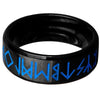 Viking Blue Rune Ring Black Stainless Steel Norse Celtic Band Bottom View