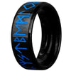 Viking Blue Rune Ring Black Stainless Steel Norse Celtic Band