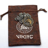 Viking Fenrir Necklace Gold Silver Stainless Steel Helm of Awe Rune Wolf Pendant With Pouch