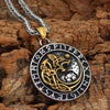 Viking Fenrir Necklace Gold Stainless Steel Norse Rune Wolf Pendant Side View