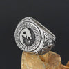 Viking Fenrir Ring Silver Stainless Steel Norse Wolf Signet Band Left View