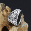 Viking Fenrir Ring Silver Stainless Steel Norse Wolf Signet Band Side View