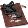 Viking Mjolnir Necklace Black Stainless Steel Geri Freki Wolf Byzantine Chain Pouch