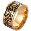 Viking Norse Knot Ring Gold Stainless Steel Celtic Knotwork Wedding Band Left View
