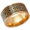 Viking Norse Knot Ring Gold Stainless Steel Celtic Knotwork Wedding Band Top View