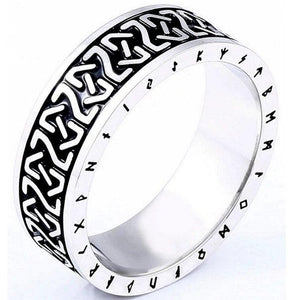 Viking Norse Knot Rune Ring Silver Stainless Steel Celtic Wedding Band