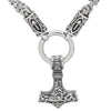 Viking Norse Thors Hammer Byzantine Chain Necklace Stainless Steel Face View