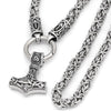 Viking Norse Thors Hammer Byzantine Chain Necklace Stainless Steel